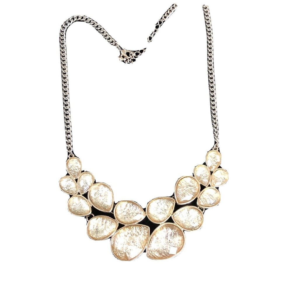 Designer Inspired Champagne Yellow Lucite Bead Statement Necklace, Casual 19”